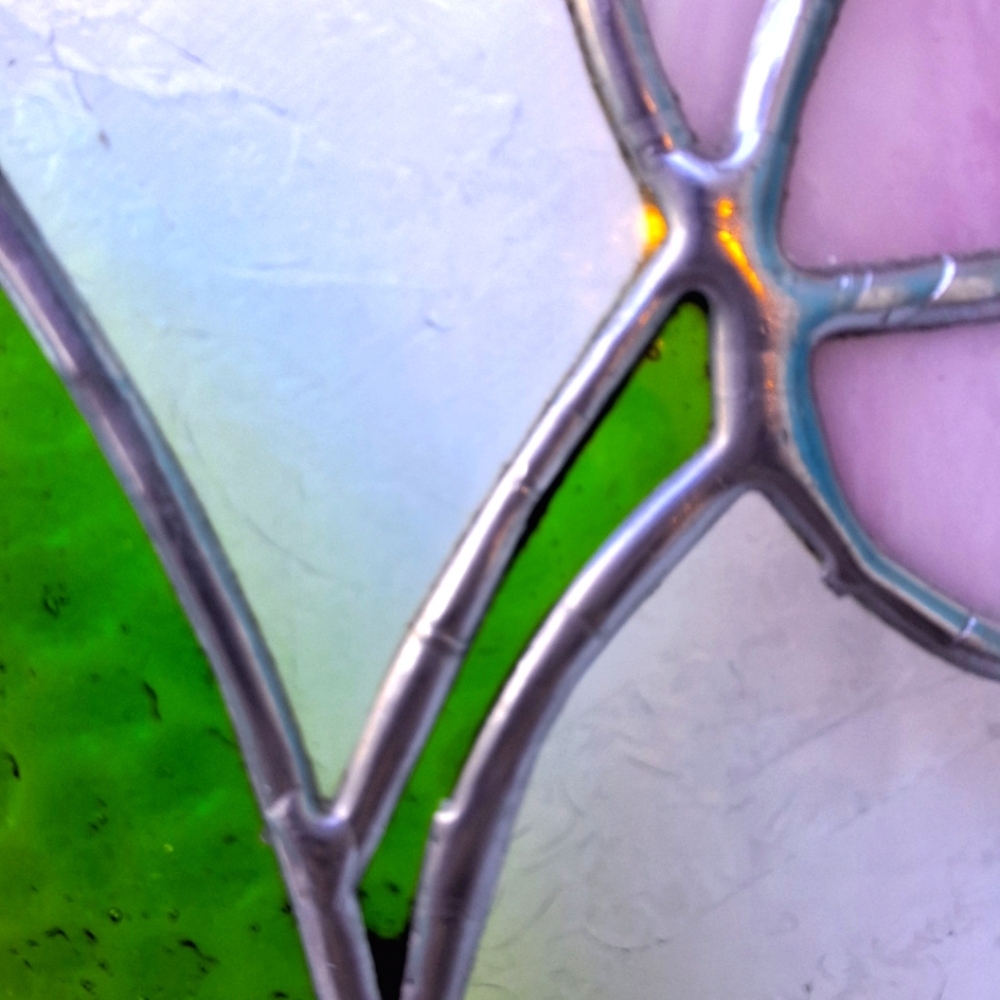 Vintage Stained Glass Window SunCatcher Flower Leaf Colorful Art Deco Abstract - Picture 4 of 12